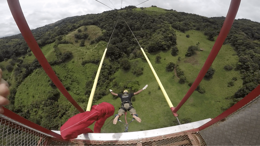 Leslie Latchman bungee jumping in costa rica